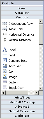 Controls palette