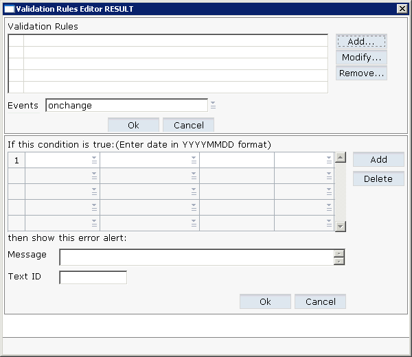 Validation rules editor