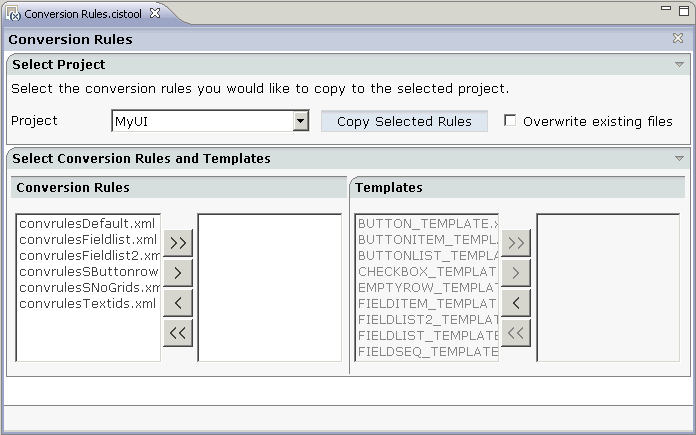 Conversion Rules tool