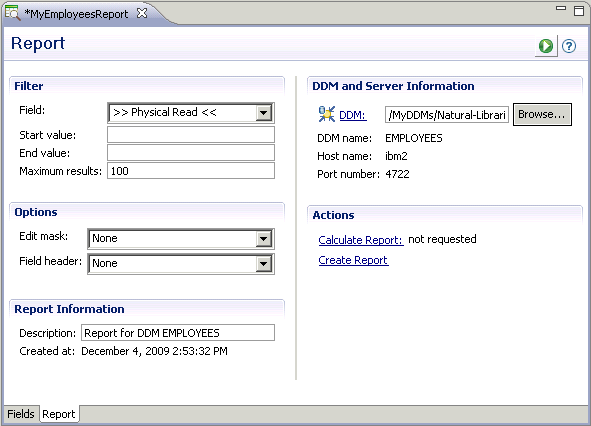 Report template for data browser - report