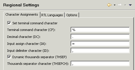 Character assignments