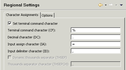 Regional settings