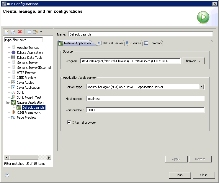 Default launch configuration