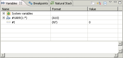 Variables view