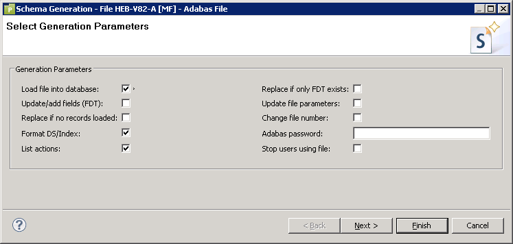 Parameters for Adabas file