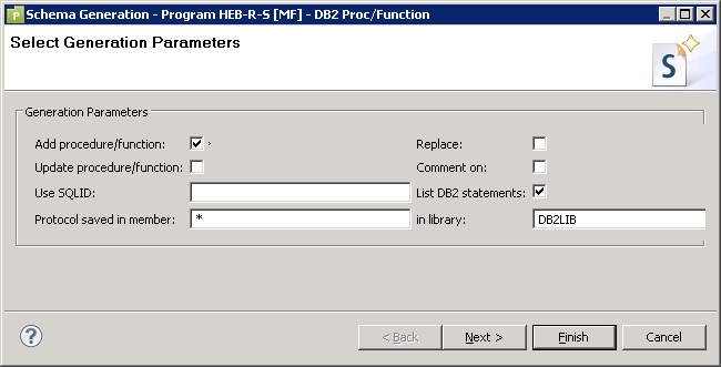 Parameters for DB2 procedure/function