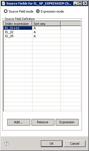 Key or index fields