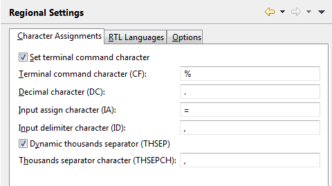 Character assignments