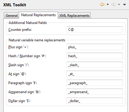 Natural replacement defaults