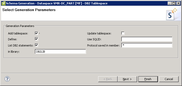 Parameters for DB2 tablespace