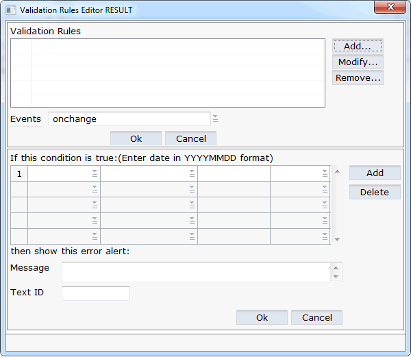 Validation rules editor