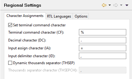 Character assignments