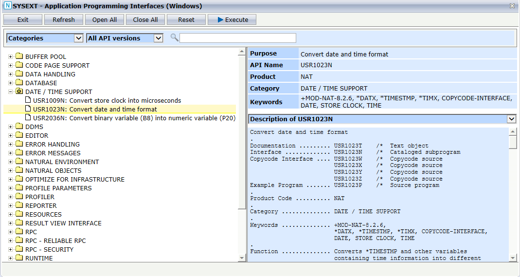 SYSUTIL interface - SYSEXT utlity example API USR1023N