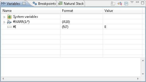 Variables view