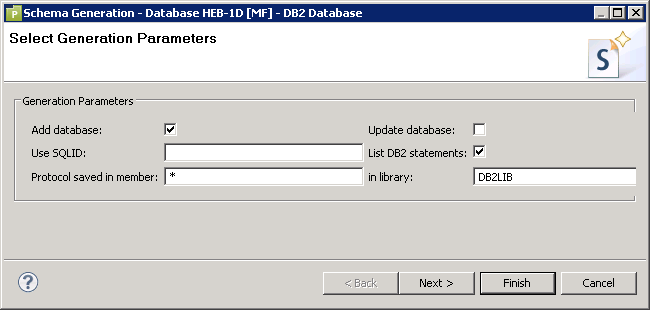 Parameters for DB2 database