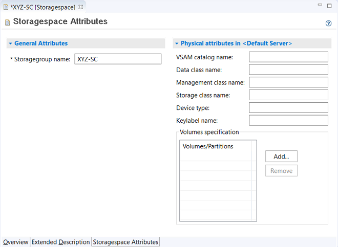 Storagespace attributes