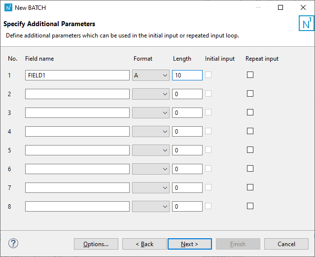 Panel: Specify Additional Parameters