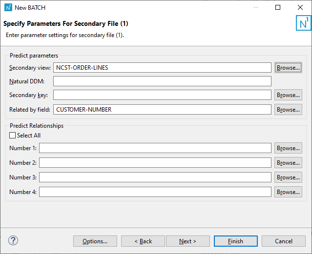 Panel: Specify Parameters for Secondary file (1)