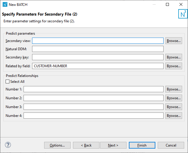 Panel: Specify Parameters for Secondary file (2)