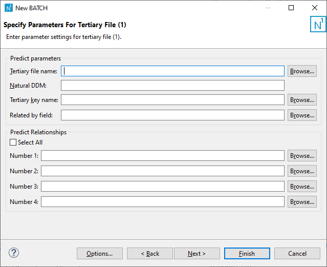 Panel: Specify Parameters for Tertiary file (1)