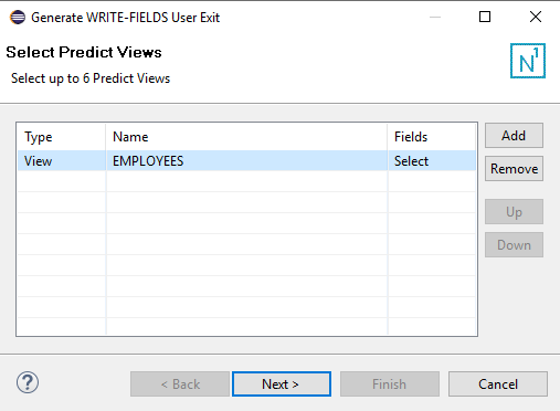 The Select Predict Views window which prompts you to select up to 6 Predict Views. 