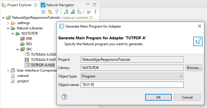Generate Main Program for Adapter 'TUTPOP-A'