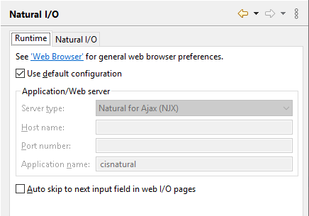 Screenshot of Natural I/O Runtime tab.