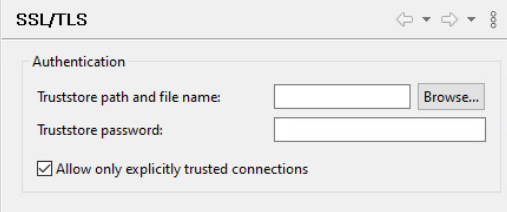 Enter the truststore path file and password in the respective fields.
