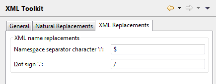 XML replacement defaults