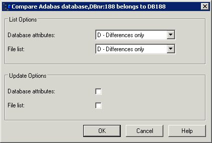 Parameters for Adabas database