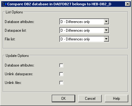Parameters for DB2 database