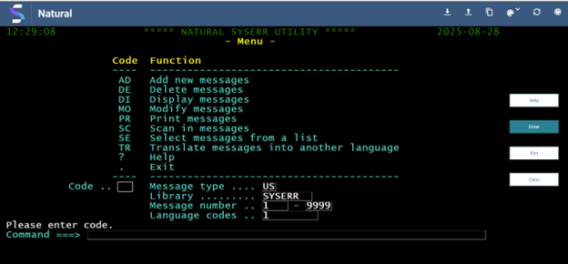 Example of a screen in the Angular web application: