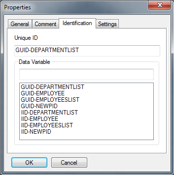 Properties window Identification tab