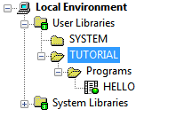 The program HELLO pertaining to the new         Programs node.