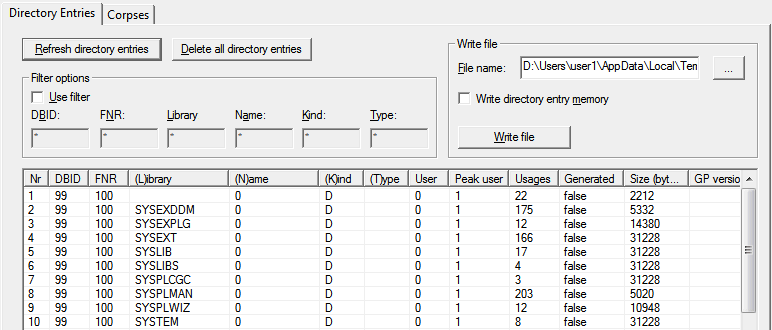 Directory entries