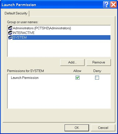 Launch Permission         SYSTEM Allow