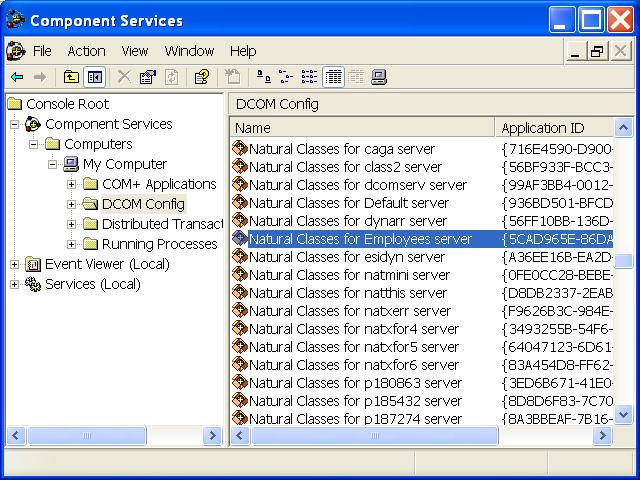 Component Services >         DCOM Config