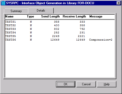 SYSRPC - Interface Object Generation                 in Library window - Details option