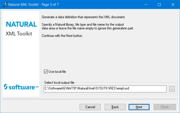 Natural XML Toolkit           3/7 - Select Local Output File