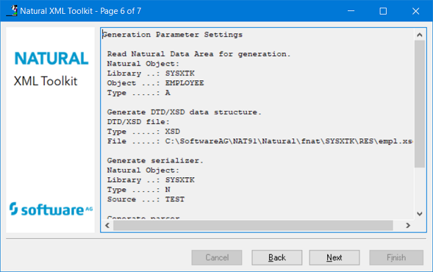 Natural XML Toolkit           6/7 - Parameter Settings