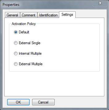 Properties window Settings tab