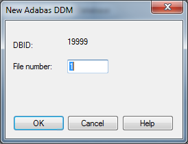 New Adabas DDM dialog box