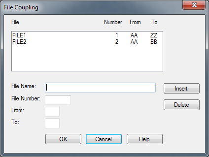File Coupling dialog box