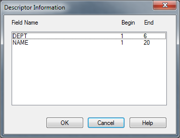 Descriptor Information dialog box