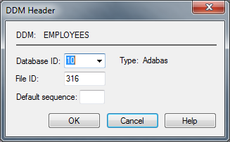 DDM Header dialog box