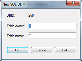 New SQL DDM dialog box