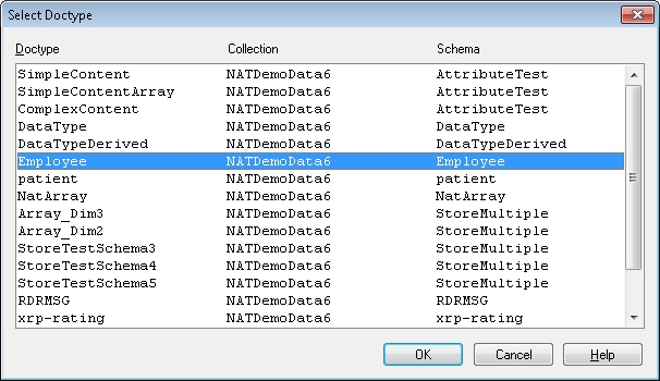 Select Doctype dialog box
