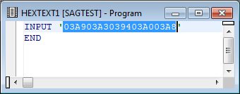 Editor window HEXTEXT1