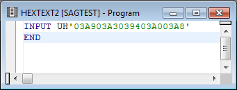 Editor window HEXTEXT2