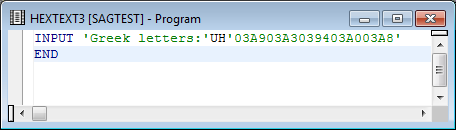 Editor window HEXTEXT3